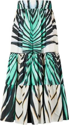 Roberto Cavalli Zee Print Katoenen Midi Rok - Dames - Midirokken - Veelkleurig - XS - Katoen - Rokken