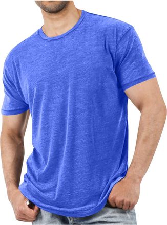 Generic Mens T-Shirts Clearance Fashion Casual Basic Round Neck Short Sleeve Pullover Blouse Workout Fitness Muscle Tops Athletic Gym Running Going Out Commut