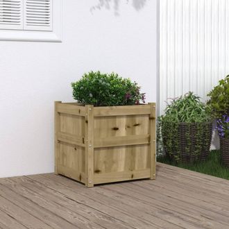 Berkfield Home Garden Planter 50x50x50 cm Impregnated Wood Pine in Brown | Size: 50 x 50 x 50 cm