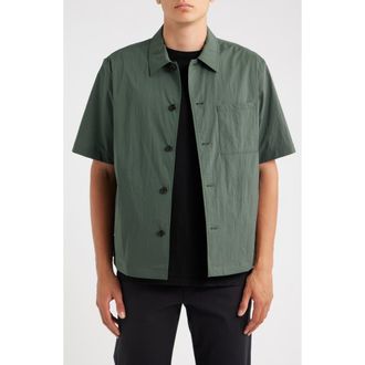 Theory Short Sleeve Button-Up Shirt in Pine Grove at Nordstrom, Size Xx-Large