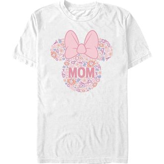Minnie Mouse Mens Minnie Mouse Bow Icon Mom Flower Pattern Graphic T-Shirt in White at Nordstrom, Size Xxx-Large