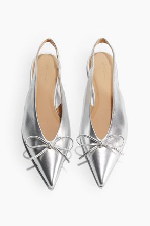 H&M Slingback-Ballerinas aus Leder - Silber