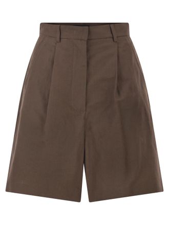 Max Mara Weekend Maxmara Wkdecuba Cotton And Linen Canvas Bermuda Shorts