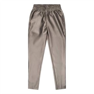 Esqualo Womens Tregging Pu Trousers In Soft Gold