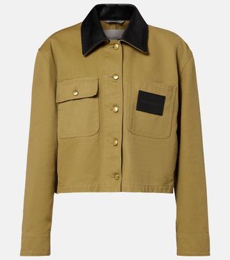 Balenciaga Cropped leather-trimmed cotton jacket