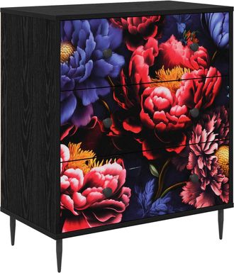 vidaXL Cajonera Kiel Impresi&oacute;n De Peon&iacute;a Oscura 66 X 36,5 X 76 Cm Vidaxl