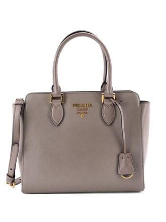 Prada Convertible Open Saffiano Leather Small tote bag - Grey