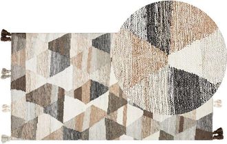 Beliani Rug ARGAVAND Beige 80 x 150 cm Wool Kilim