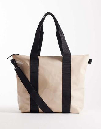 Rains 14160 - Maxi borsa impermeabile bianco sporco lucido