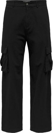 Only & Sons Only & Sons, Broeken, Heren, Zwart, W32, Linnen, Bob Cargo Broek