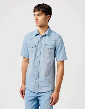 Wrangler Jeanshemd WRANGLER WRANGLER Jeanshemd Ss Western Shirt, Herren, Gr. XL, N-Gr, blau, Obermaterial: 100% Baumwolle CO., Hemden Jeanshemd