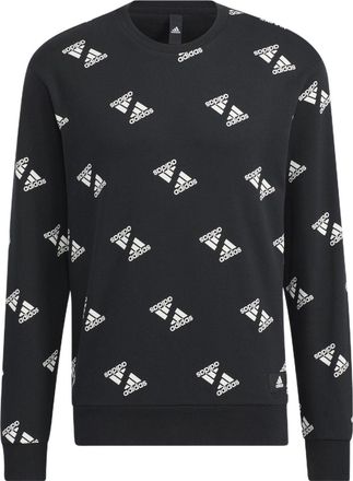 adidas Fi Bp1 Aop Swt Full Print Logo Sports Round Neck Pullover Black HE7447