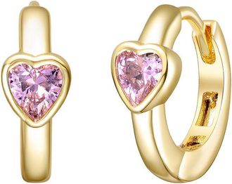 Rachel Glauber 14K Plated Cz Hoop Earrings