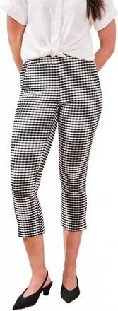 Tribal Gingham Bengaline Capri Pant In Black & White
