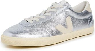 Veja Veja Womens Volley Leather Sneaker, Silver Pierre