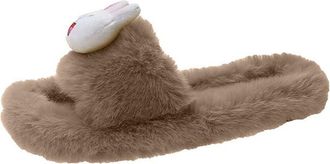 Generic Womens Winter Thermal Plush Slippers, Anti-Slip Indoor House Shoes Comfy Cute Animal Warm Non-Slip for Ladies Bedroom Home Slippers