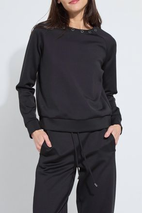 Lyss&eacute; Desi Grommet Neoprene Pullover Top In Black