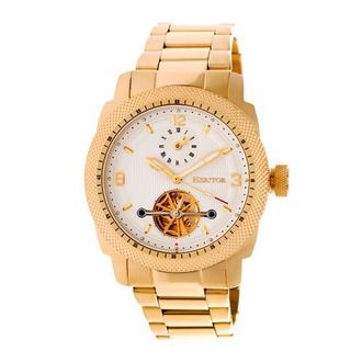 Heritor Helmsley Semi-Skeleton Leather-Band Watch in Gold/white at Nordstrom