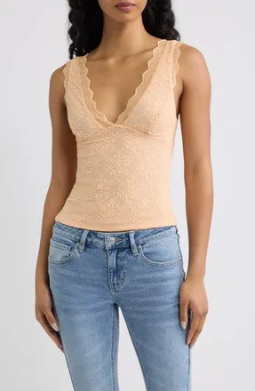 Free People Loved You First Lace Tank in Peachy Keen at Nordstrom, Size X-Large