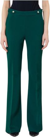 Liu Jo Pantalone Flaire con Dettaglio - Dames - Wijde Broeken - Groen - L - Broeken