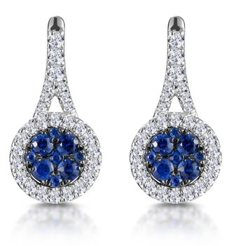 The Diamond Store 0.75ct Sapphire and Diamond Halo Asteria Earrings 18KW Gold