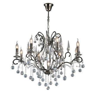 Netlighting Pescara Pendant Round 9 Light E14 Black ChromeCrystal