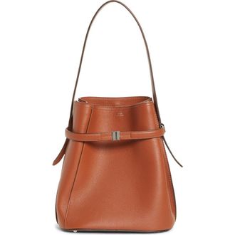 Toteme Belted Grained Leather Bucket Bag in Sienna at Nordstrom