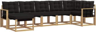 vidaXL Conjunto De Sof&aacute;s De Exterior 7 Uds. Blanco Y Negro Vidaxl