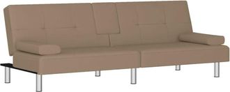 vidaXL Sof&aacute; Cama Con Portavasos Cuero Sint&eacute;tico Color Capuchino Vidaxl