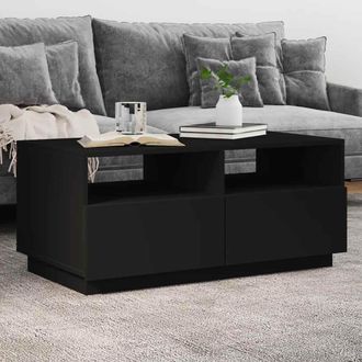 vidaXL Mesa De Centro Con Luces Led Negro 90x49x40 Cm Vidaxl