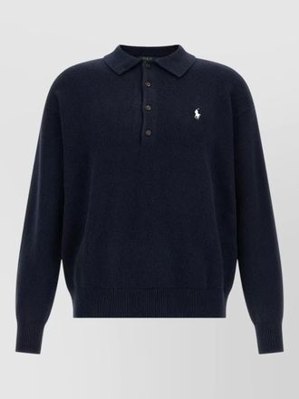 Polo Ralph Lauren cotton knit polo collar sweater ribbed cuffs