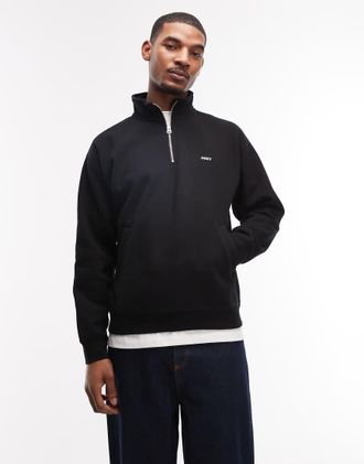 Obey Established Works - Felpa nera con zip corta-Nero