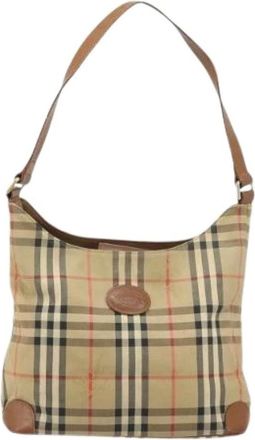 Burberry Pre-owned Shoulder Bags, female, Beige, Size: ONE SIZE Pre-owned Canvas Shoulder Bag