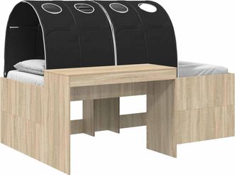 vidaXL Letto Con Tunnel 3 Pz Rovere Artigianale E Nero Vidaxl