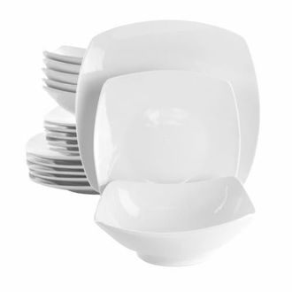Elama Newman 18 Piece Square Porcelain Dinnerware Set in White at Nordstrom
