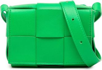 Bottega Veneta Pre-owned Cross Body Bags, female, Green, Size: ONE SIZE Pre-owned Woven Leather Crossbody Bag