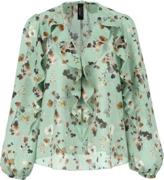 Marc Cain Bloesem met volant :: Marc Cain - Dames - Blouses - Groen - S - Polyester - Overhemden