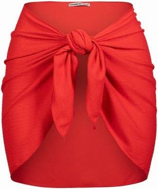 Change of Scenery Liv Textured Cover-Up Swim Sarong in Guava Red at Nordstrom