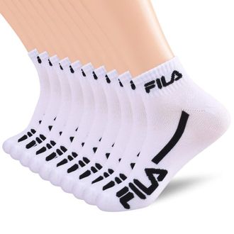Fila Fila Mens Racing Striped Quarter Socks, White (10 Pack), One Size (Pack of 10)
