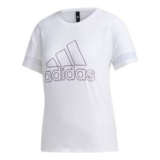 adidas (WMNS) adidas Sports Stylish Round Neck Short Sleeve White GJ9022