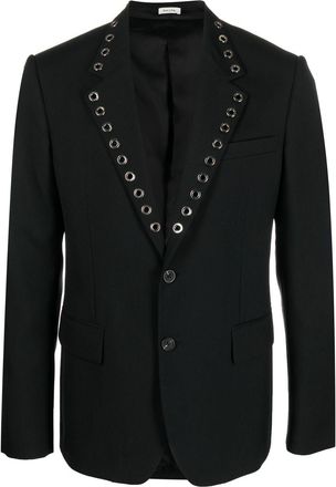 Alexander McQueen eyelet-detail blazer - men - Wool/Viscose/Cupro/Cotton - 48 - Black