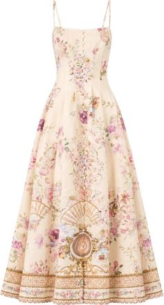 Camilla Kleedjes, Dames, Beige, M, Linnen, Korsetjurk met lange uitlopende rok
