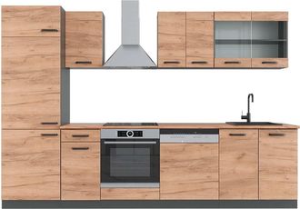Vicco Mueble De Cocina R-line, Oro Power Roble/antracita, 300 Cm, Et Roble