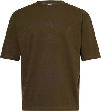 Dsquared2 Mens Milano Logo Military Green T-shirt Cotton - Size X-Large