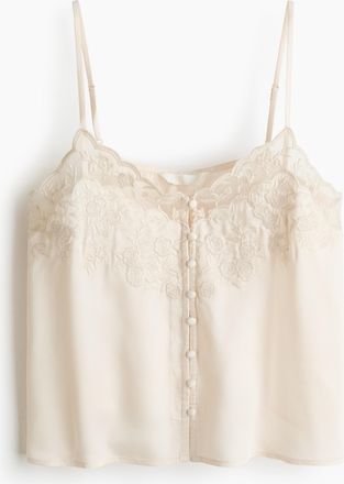 H&M Viskosetop mit aufgestickten Details - Beige