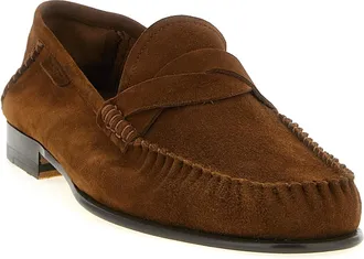 Tom Ford Mens Brown Suede Leather Slip-On Loafers