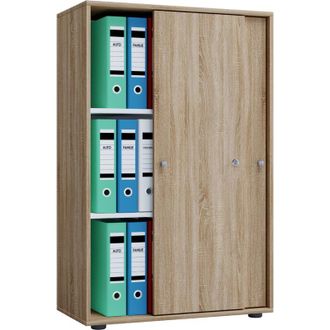 ebuy24 Vcm armadietto da ufficio con 3 scomparti moderno armadietto con porte scorrevoli Dimensioni ca. l. 70 x a. 111 x t. 40 cm - Lona 3 scomparto (grigio)