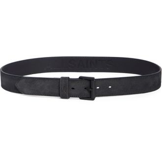 AllSaints Burnished Suede Belt in Raven Grey /Matte Black 020 at Nordstrom Rack, Size 32