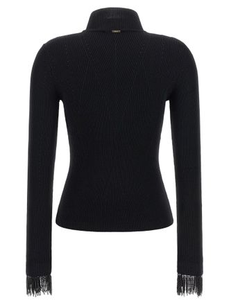 Twin-Set Ribbed Chevron Viscose Sweater - Black