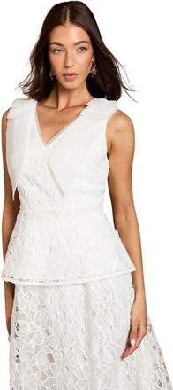Coast Lace Bow V-Neck Top in Ivory at Nordstrom, Size 10